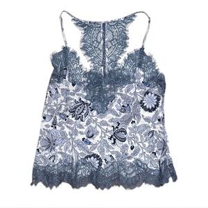 NWT Gold Hawk Halter Lace Trim Camisole in Blue and White size Medium
